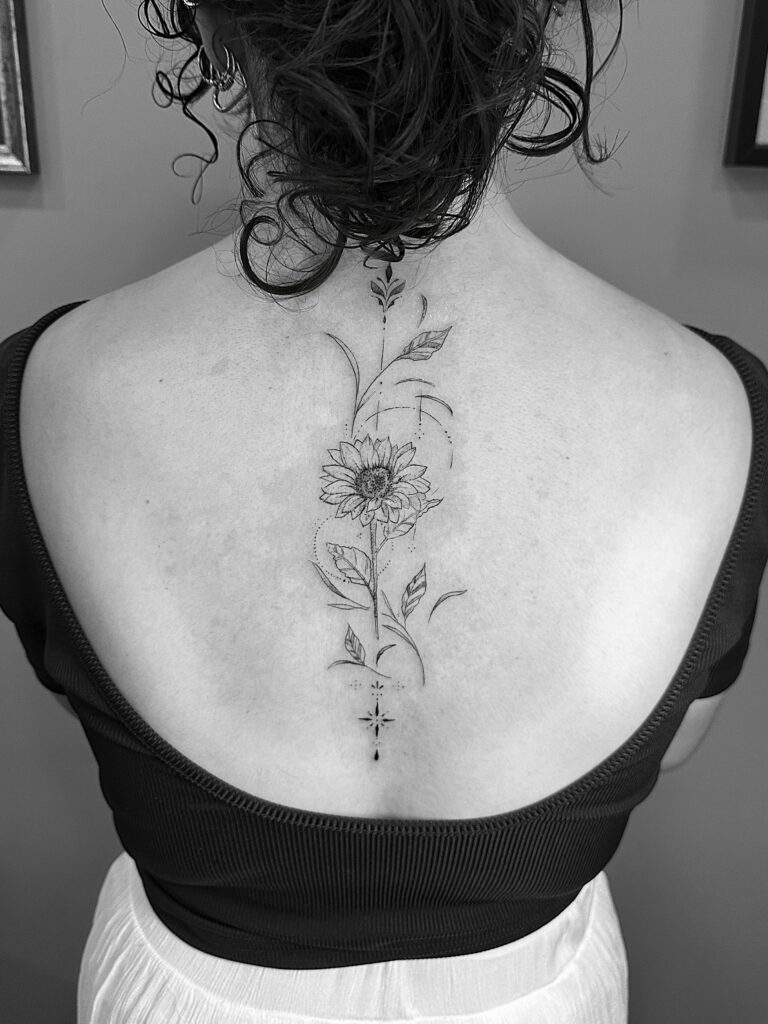 Girasol lineal en la columna vertebral